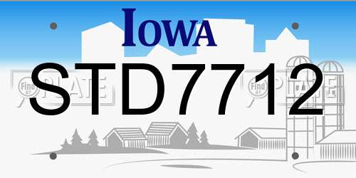 STD7712 Iowa License Plate