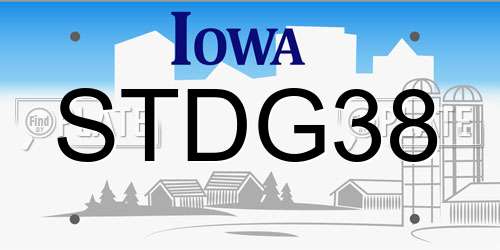 STDG38 Iowa License Plate