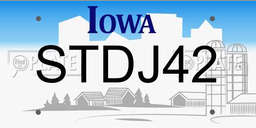 STDJ42 Iowa License Plate