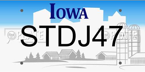 STDJ47 Iowa License Plate