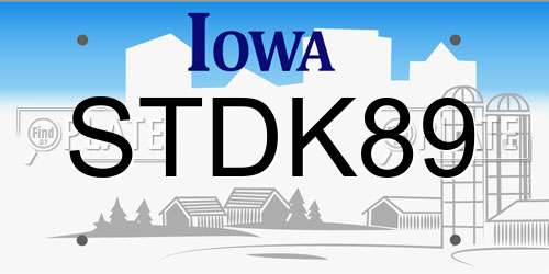 STDK89 Iowa License Plate