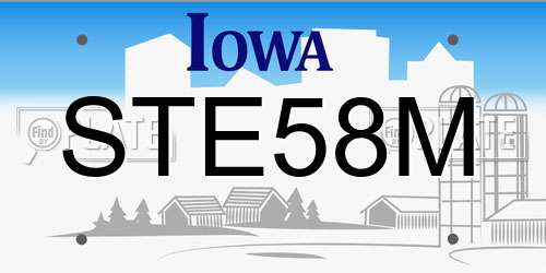 STE58M Iowa License Plate