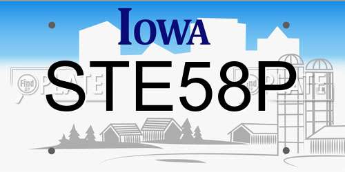 STE58P Iowa License Plate
