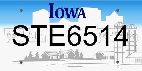 STE6514 Iowa License Plate