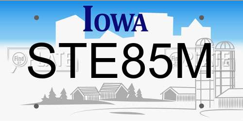 STE85M Iowa License Plate