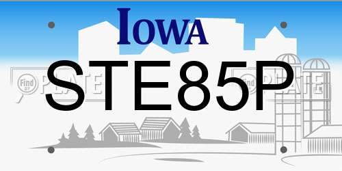 STE85P Iowa License Plate