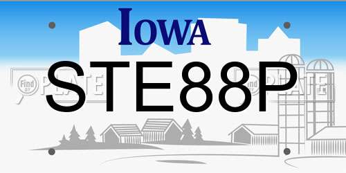 STE88P Iowa License Plate