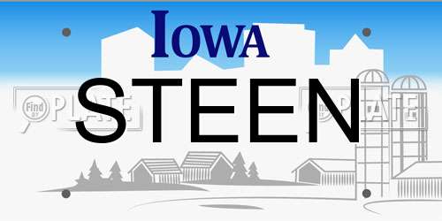 STEEN Iowa License Plate