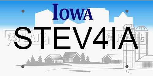 STEV4IA Iowa License Plate