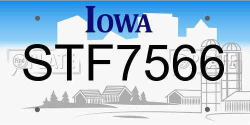 STF7566 Iowa License Plate