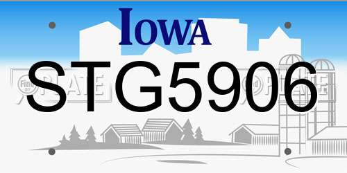STG5906 Iowa License Plate