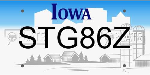 STG86Z Iowa License Plate