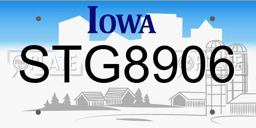 STG8906 Iowa License Plate