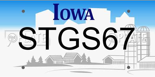 STGS67 Iowa License Plate