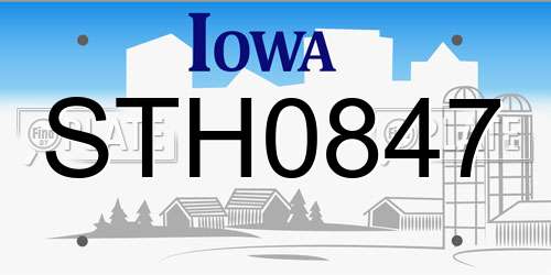 STH0847 Iowa License Plate