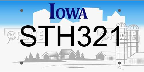 STH321 Iowa License Plate