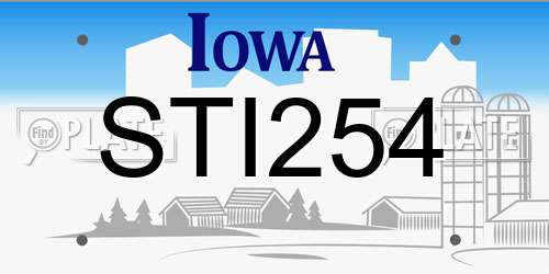 STI254 Iowa License Plate