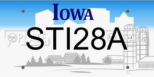 STI28A Iowa License Plate