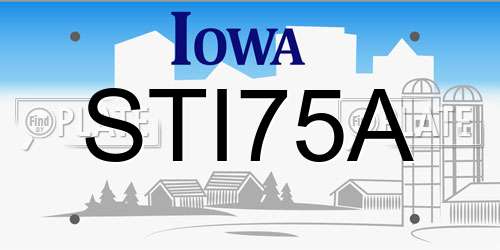 STI75A Iowa License Plate