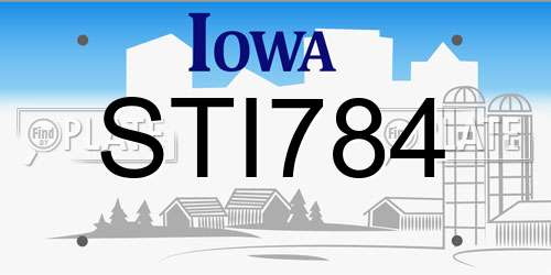 STI784 Iowa License Plate