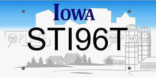 STI96T Iowa License Plate