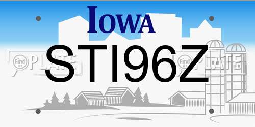 STI96Z Iowa License Plate