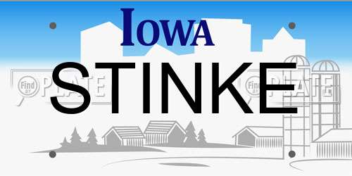 STINKE Iowa License Plate