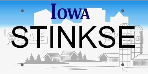 STINKSE Iowa License Plate