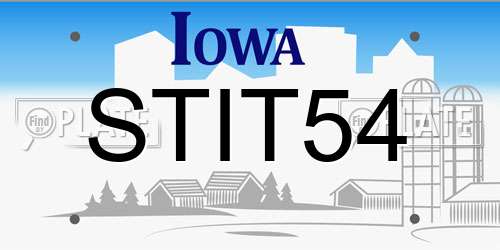 STIT54 Iowa License Plate