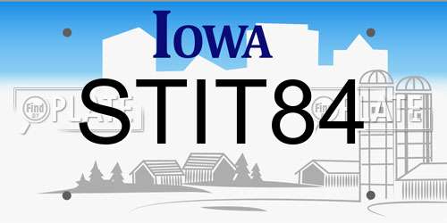 STIT84 Iowa License Plate