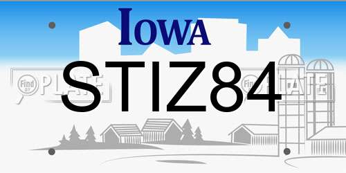 STIZ84 Iowa License Plate