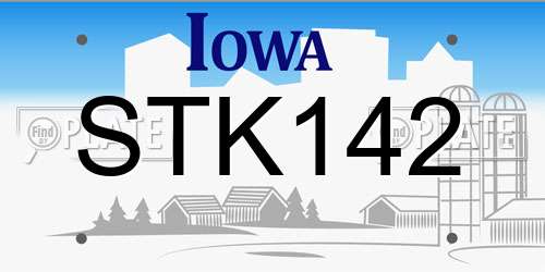 STK142 Iowa License Plate