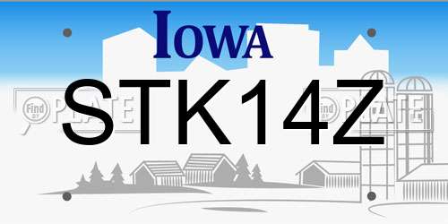 STK14Z Iowa License Plate