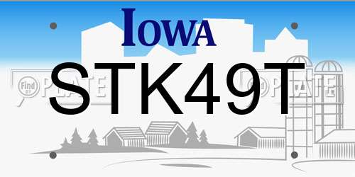 STK49T Iowa License Plate