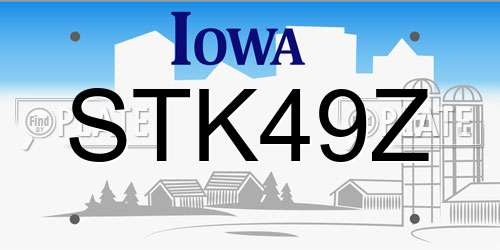 STK49Z Iowa License Plate