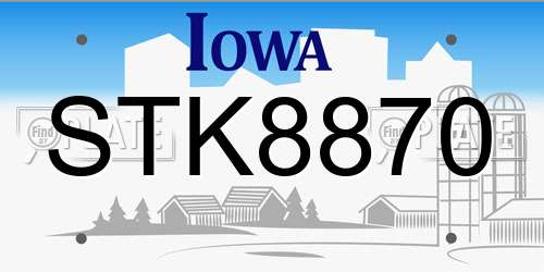 STK8870 Iowa License Plate