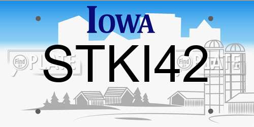 STKI42 Iowa License Plate