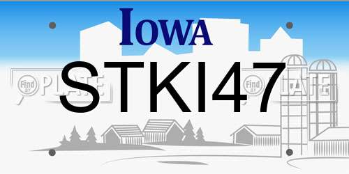 STKI47 Iowa License Plate