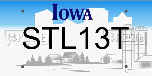 STL13T Iowa License Plate
