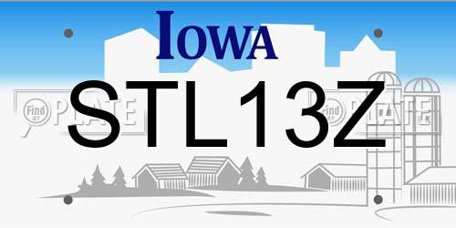 STL13Z Iowa License Plate