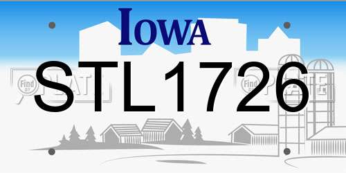 STL1726 Iowa License Plate
