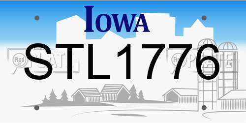 STL1776 Iowa License Plate