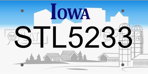 STL5233 Iowa License Plate