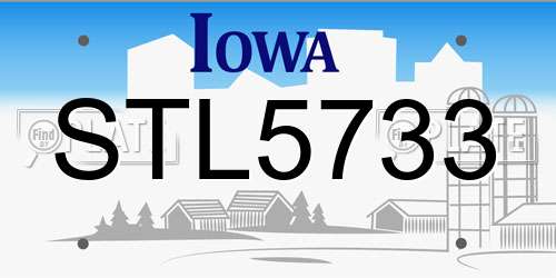 STL5733 Iowa License Plate