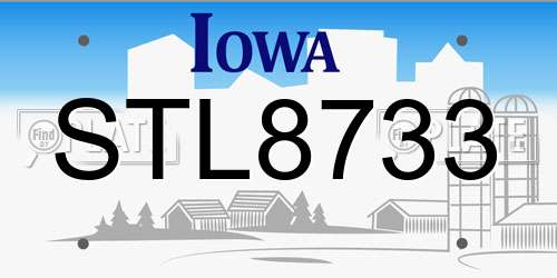 STL8733 Iowa License Plate