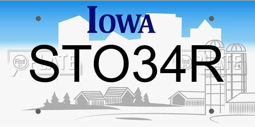 STO34R Iowa License Plate