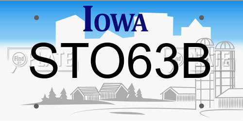 STO63B Iowa License Plate