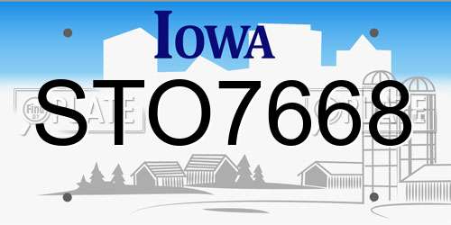 STO7668 Iowa License Plate