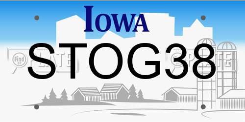 STOG38 Iowa License Plate