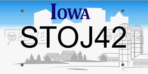 STOJ42 Iowa License Plate